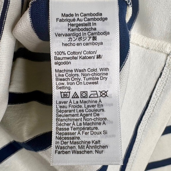 J Crew Cropped Boatneck T-shirt in Mariner Cotton Blue Stripe Sz 2X NEW Preppy - Picture 7 of 7